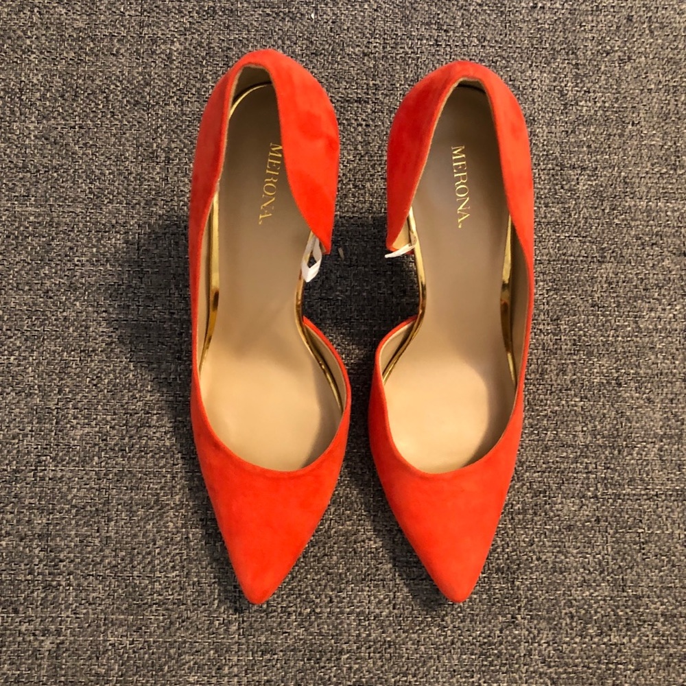 Like New Orange Velvet High Heels